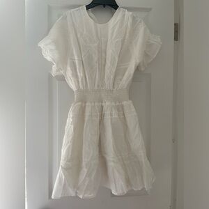 Bloomingdale’s Aqua white mini dress with embroidery